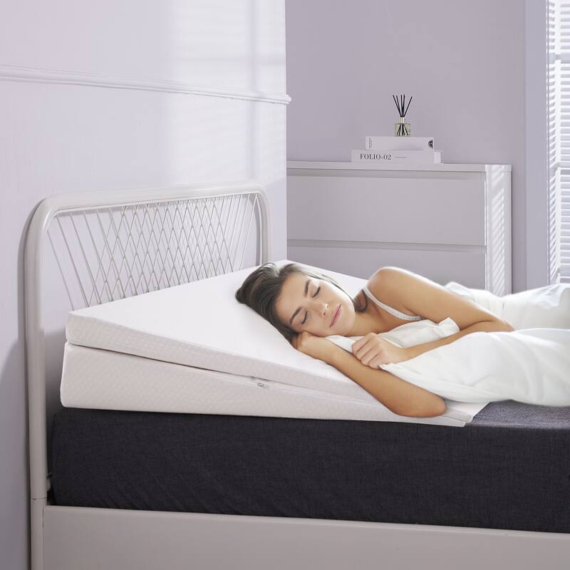 DoCred Adjustable Memory Foam Bed Wedge Pillow with Washable Cover - White