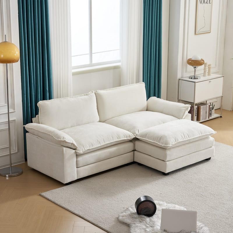 217*141*85 Chenille Two-Seater With Footstool Double Bag Indoor Double Sofa - 2+1