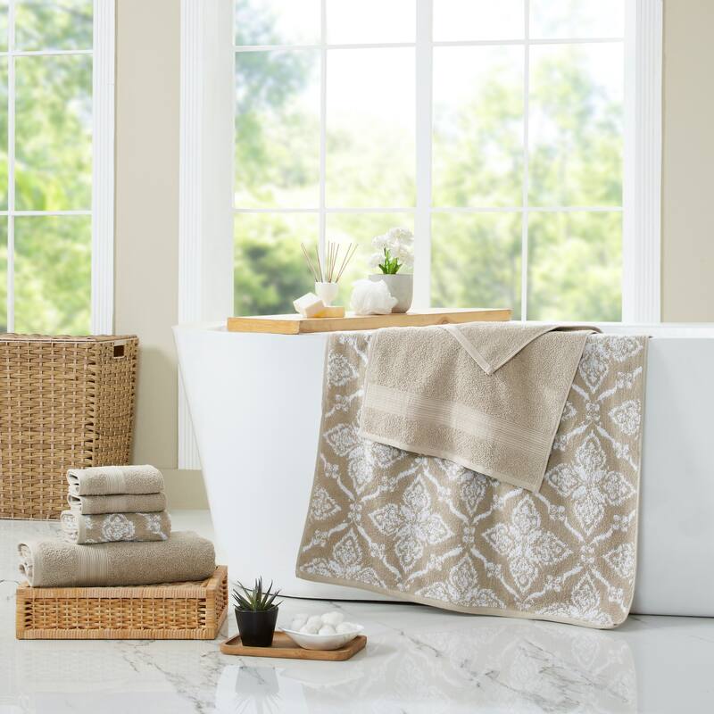 Modern Threads Amaris 6-Piece Yarn Dyed 100-Percent Cotton Towel Set - Khaki