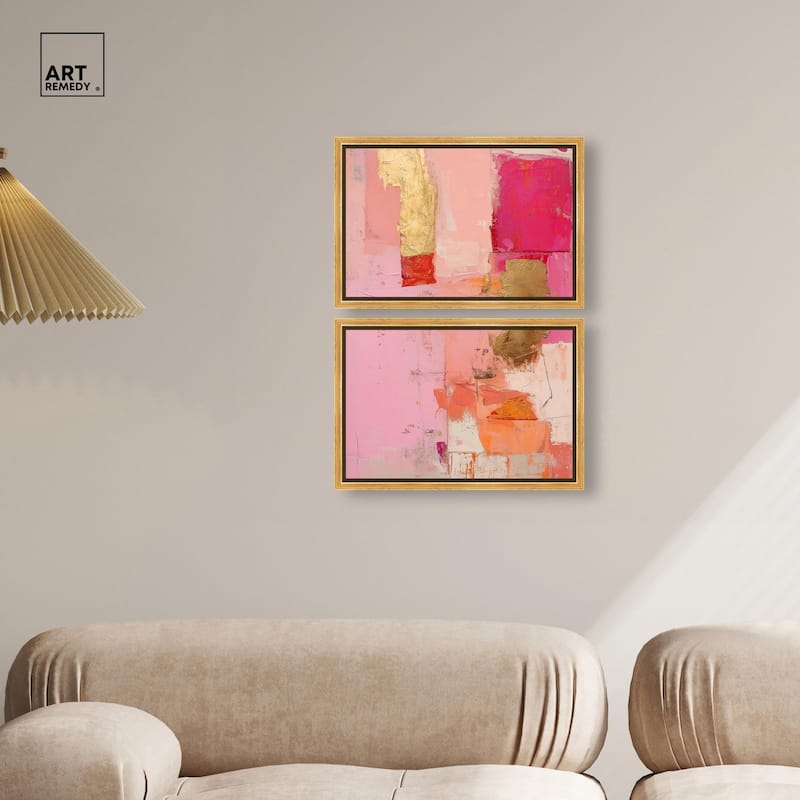 Petal Patchwork I Canvas Set of 2 by Art Remedy