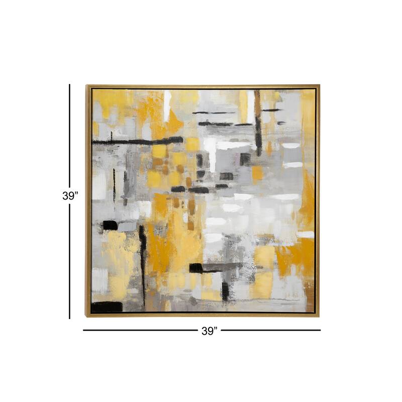 Canvas Abstract Framed Wall Art with Gold Frame - Gold - Roche River Decor