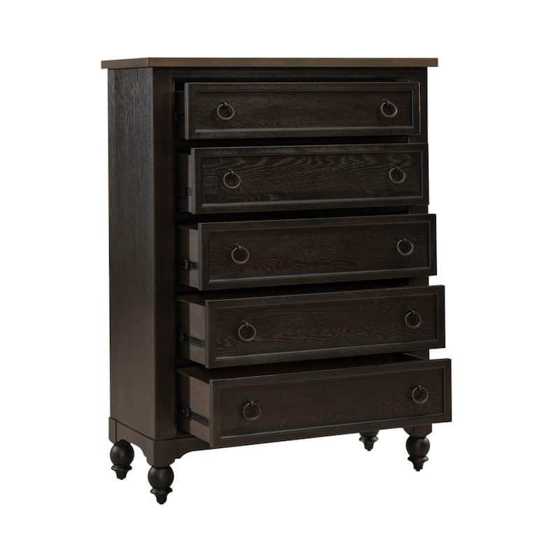 Americana Farmhouse Black 5 Drawer Chest