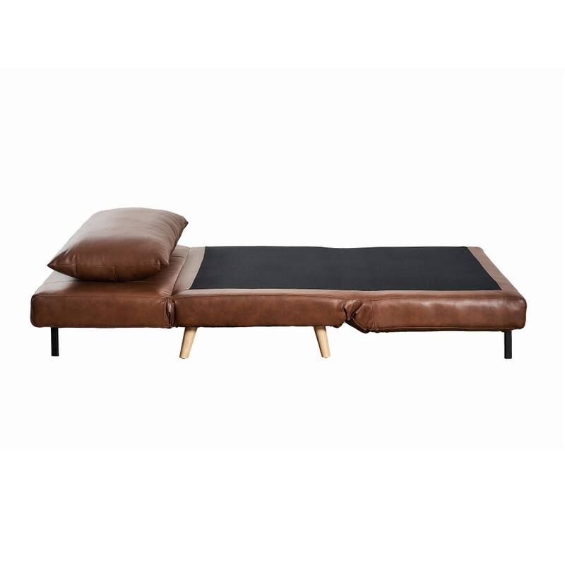 Upholstered Convertible Tri-Fold Chair with Pillow and Hideaway Legs - 75.5"D x 41"W x 30"H
