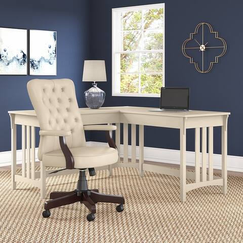 Salinas 60W L Shaped Writing Desk and Chair Set by Bush Furniture