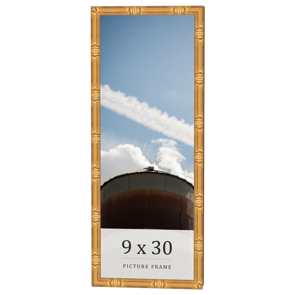 9x30 Frame Gold Bamboo Solid Wood Picture Frame | 1 Inch Moulding