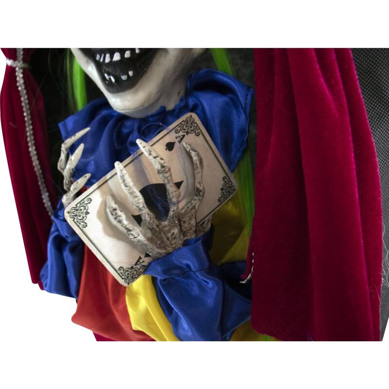 Haunted Hill Farm Animatronic Hanging Clown Prop with Lights and Sound, Indoor/Covered Outdoor Halloween Decoration