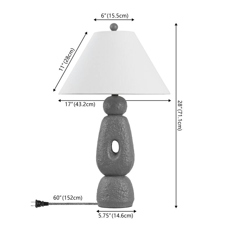 Henge 28" Organic Resin/Metal Stacked LED Table Lamp, (Set of 2) By JONATHAN Y