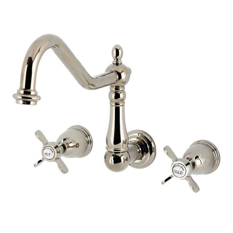 Kingston Brass Essex Double-Handle Wall-Mount Pre-Rinse Bridge Kitchen Faucet - Polished Nickel