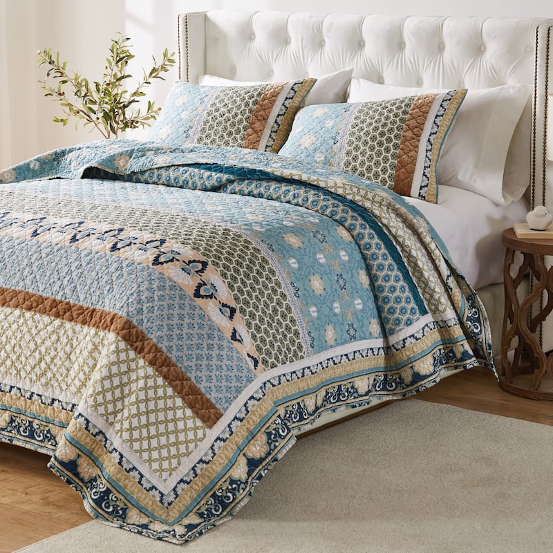 Greenland Home Fashions Thalia Velvet-Embellished Cotton Quilt Set