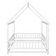 preview thumbnail 41 of 71, Floor Wooden Bed with House Roof and Fence Guardrails for Kids' Bedroom