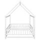 preview thumbnail 27 of 37, Full Size Wooden Floor Bed with House Roof Frame and Fence Guardrails