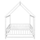 preview thumbnail 9 of 8, White Full Size Wooden Floor Bed with House Roof Frame and Guardrails