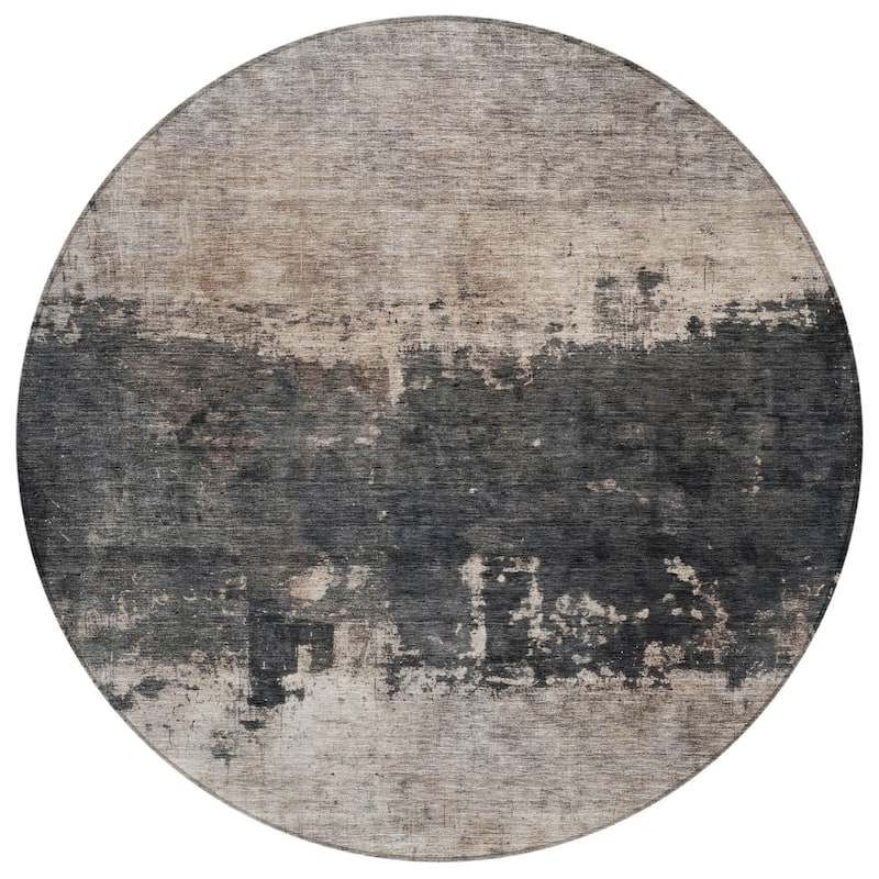 Machine Washable Indoor/ Outdoor Abstract Contemporary Chantille Rug
