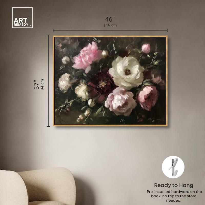 Peony Palette Nocturne Canvas by Art Remedy