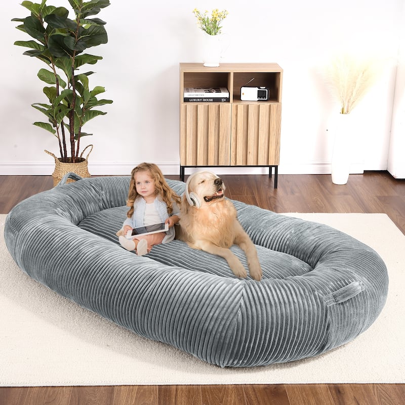 Eie Giant Dog Bed Washable Human Size Bed With Removable Cover - Light Grey