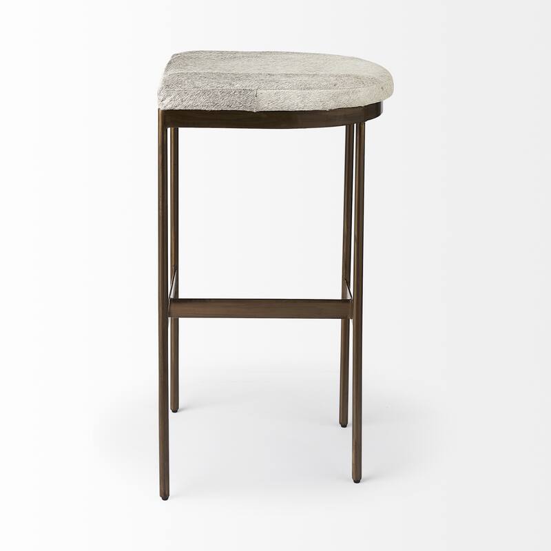 Millie Black Genuine Leather Seat with Nickel Metal Frame Counter Stool