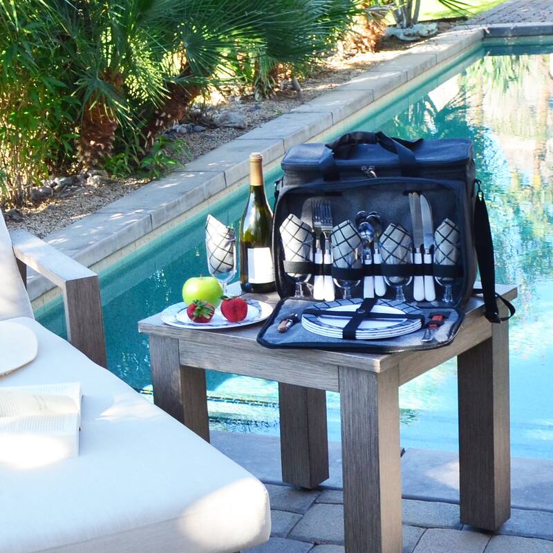 Picnic at Ascot Equipped Picnic Cooler for Four on Wheels