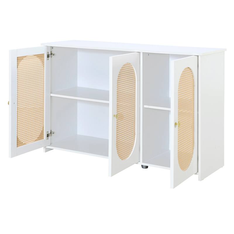 Oval Rattan Doors Sideboard with Adjustable Shelves