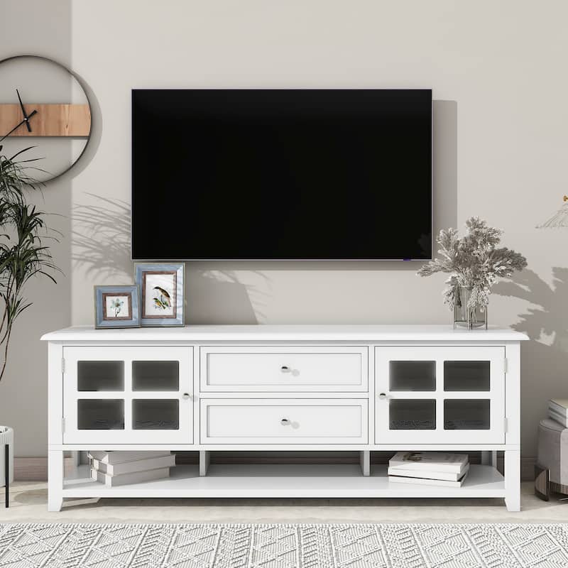 Modern Entertainment Center with Multifunctional Storage Space - White