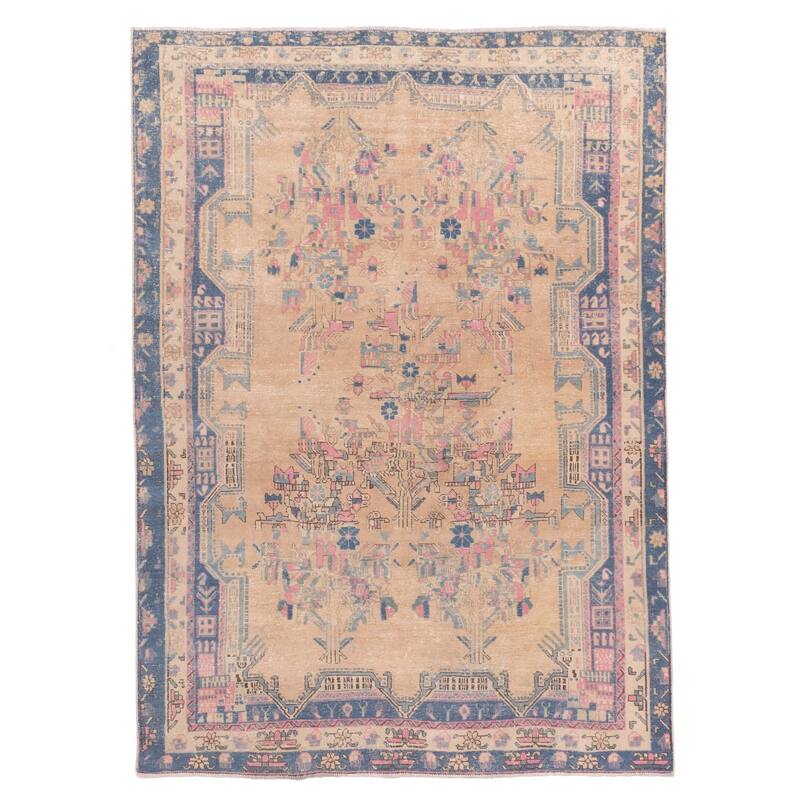 ECARPETGALLERY Hand-knotted Antalya Vintage Tan Wool Rug - 5'2 x 7'1