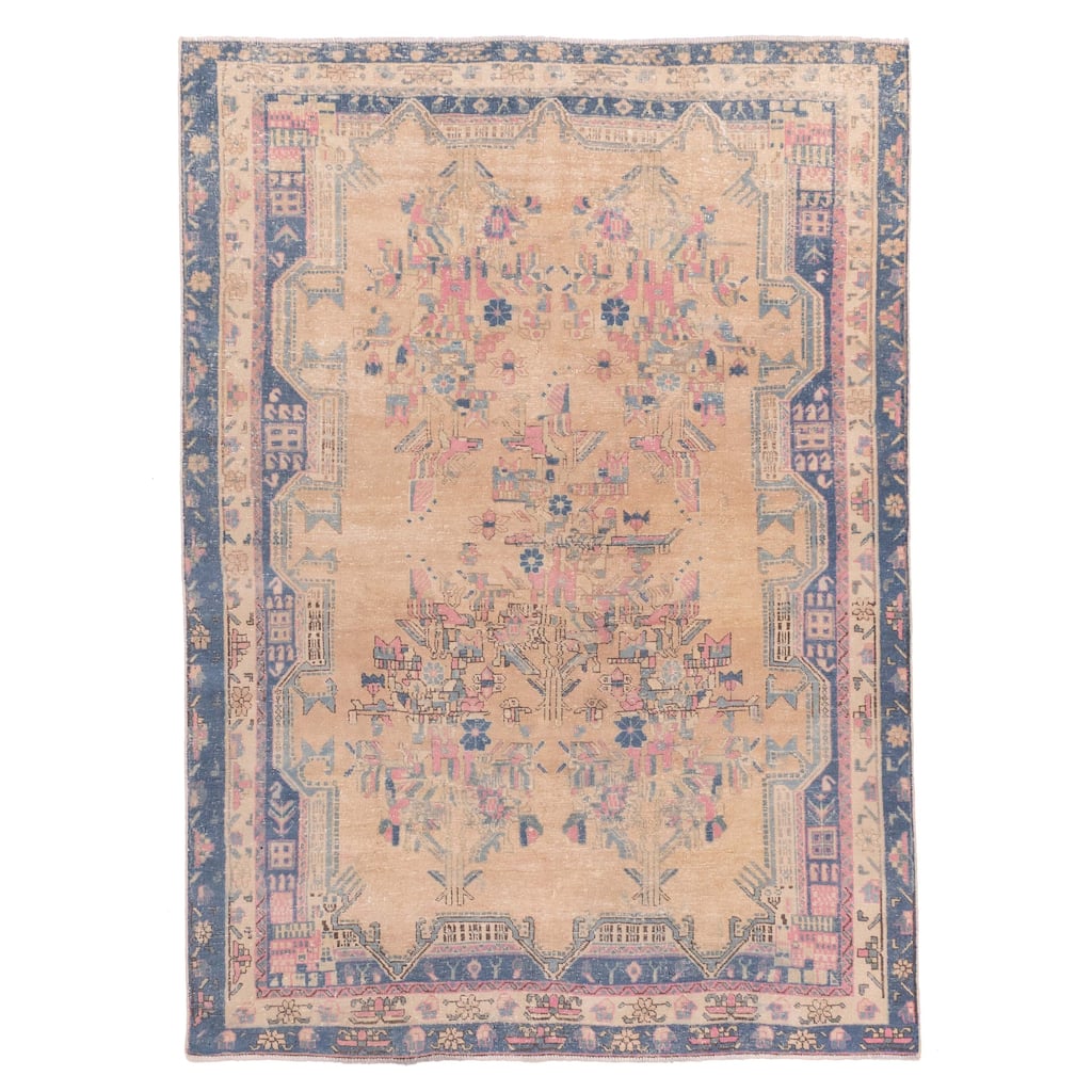 ECARPETGALLERY Hand-knotted Antalya Vintage Tan Wool Rug - 5'2 x 7'1