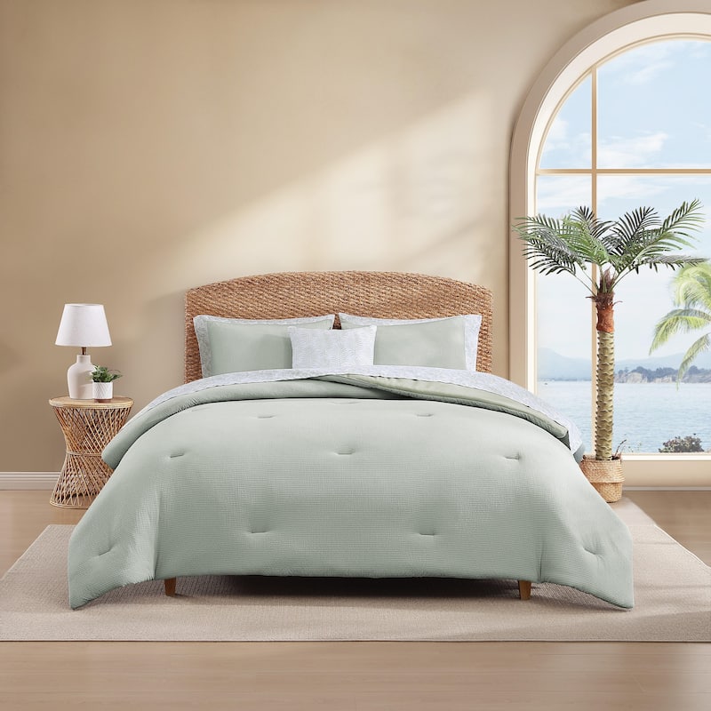 Tommy Bahama Seersucker Solid Reversible 8 Piece Comforter Bonus Set