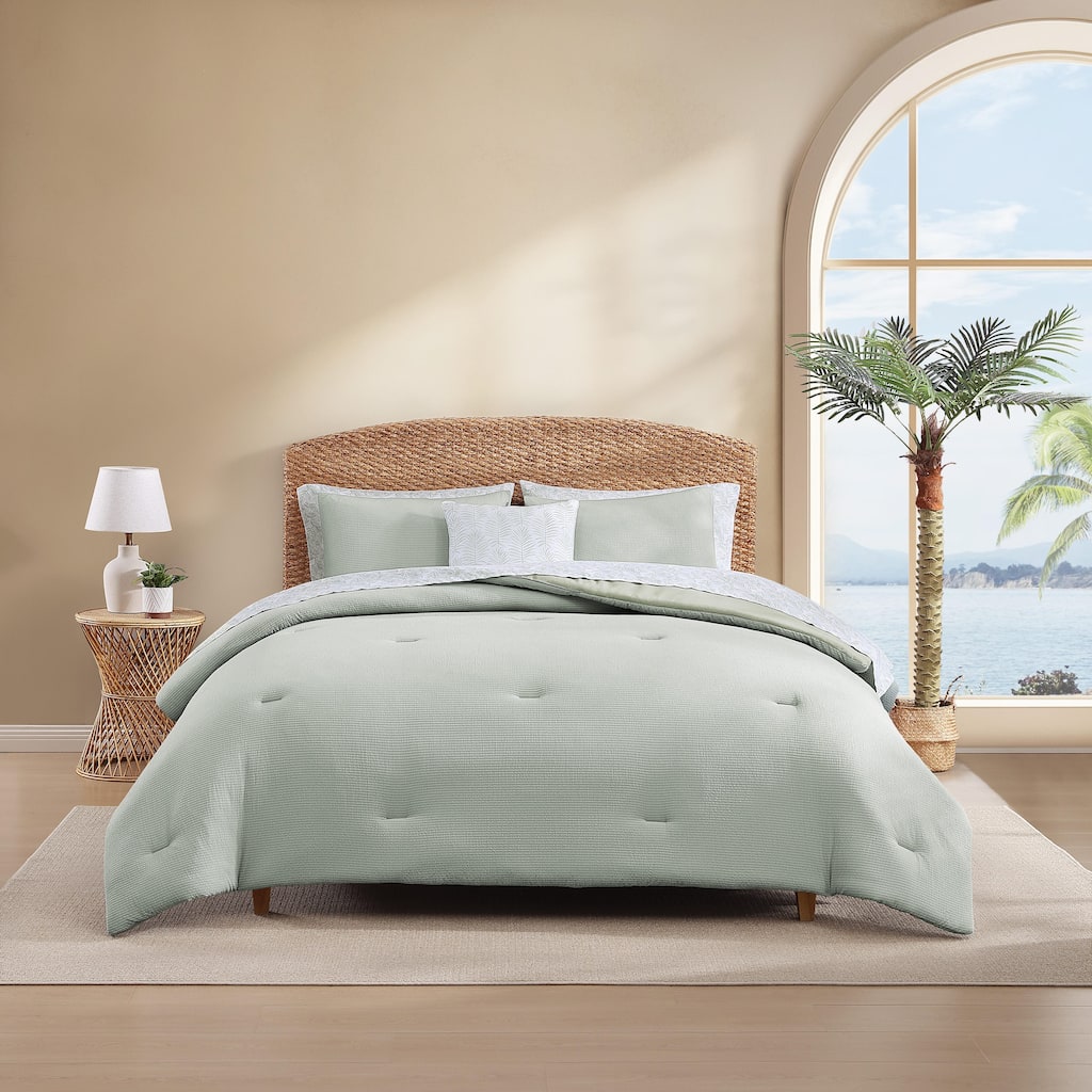 Tommy Bahama Seersucker Solid Reversible 8 Piece Comforter Bonus Set