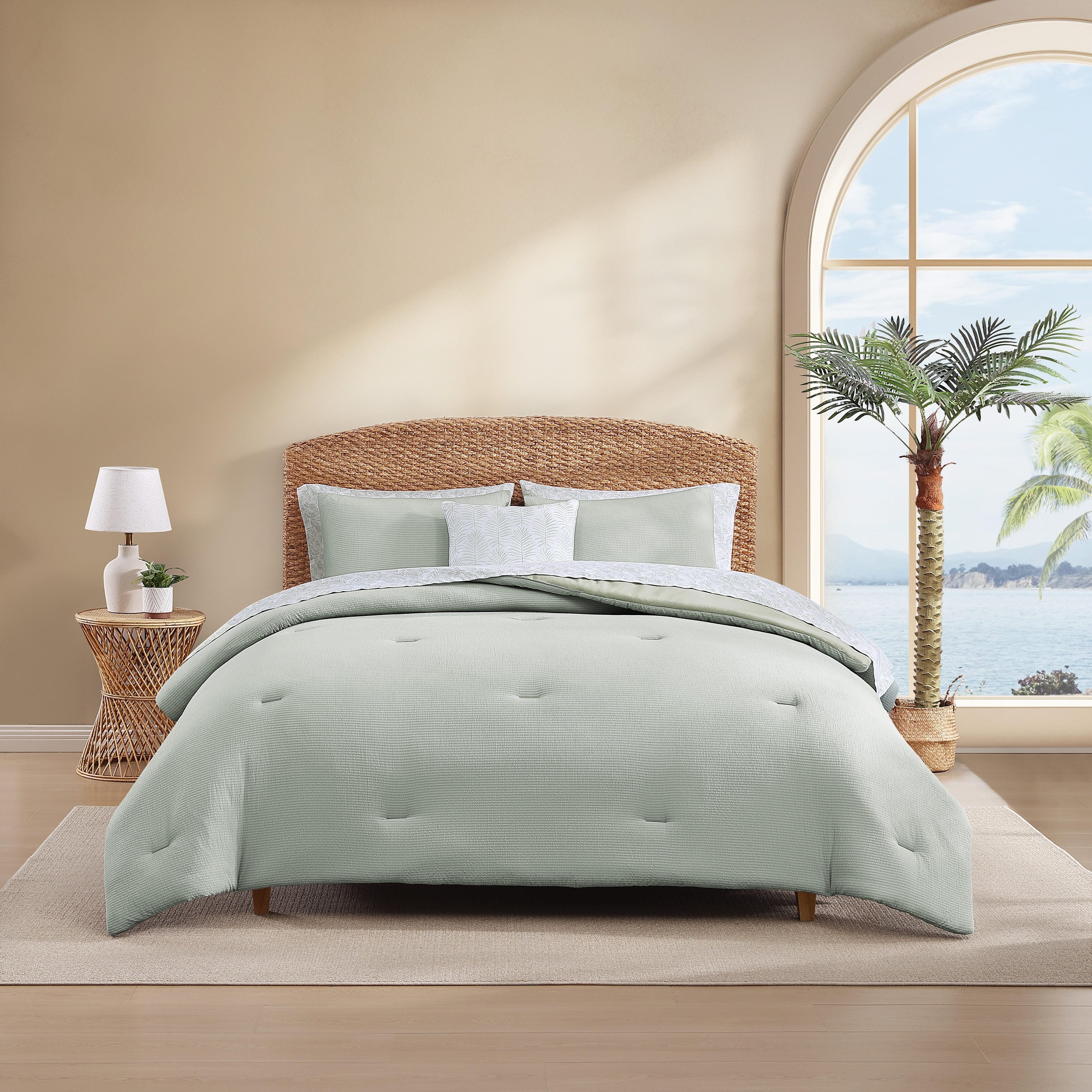 Tommy Bahama Seersucker Solid Reversible 8 Piece Comforter Bonus Set