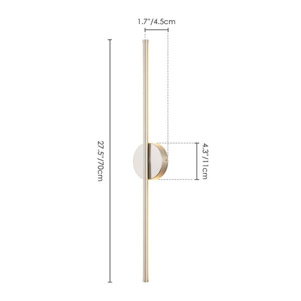dimension image slide 6 of 13, 1-Light Black/ Gold/ Nickel Modern Long Linear Strip Wall Sconce Dimmable LED Bathroom Vanity Light