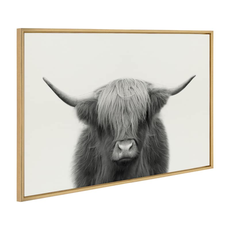 Kate and Laurel Highland Cow Frame Canvas by The Creative Bunch Studio