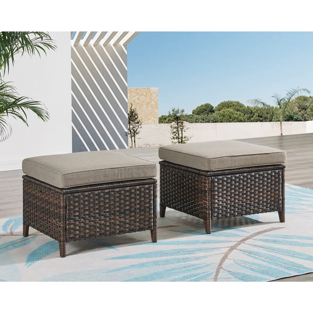 Pocassy Outdoor cushioned Wicker Footstool Ottomans