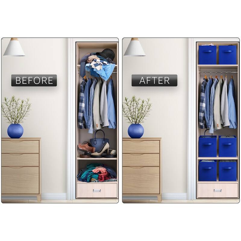 Sorbus Fabric Storage Bins 13" Foldable Cubes With Handles For Pantry, Cubbies, Toy And Closet Shelving Organization - 6Pk