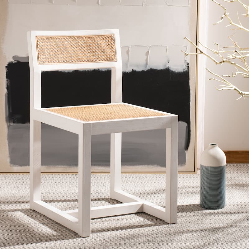 SAFAVIEH Yvonne Cane Dining Chair - 22.2" x 17.5" x 30.7" - 22Wx18Dx31H - White/Natural