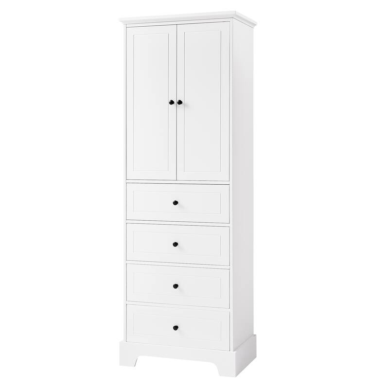 GDFStudio - Evelyn Tall Storage Cabinet with Drawers and Adjustable Shelving for Multi-Room Organization