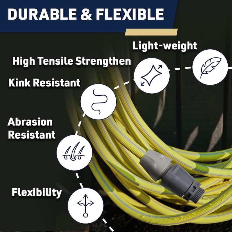 Kings County Tools 100ft Garden Hose - Lightweight No-Kink 3/8in Water Hose