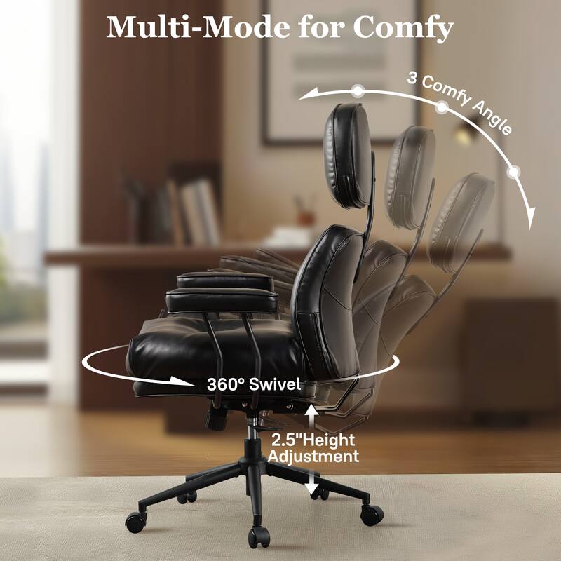 OVIOS PU Leather Ergonomic Lumbar Support Office Chair Desk Chair