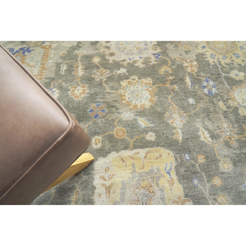 EXQUISITE RUGS Essex Hand-knotted New Zealand Wool Brown/Grey/Blue Area Rug.