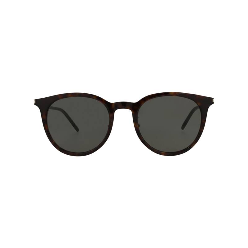 Saint Laurent Round-Frame Acetate Sunglasses - Havana Havana Grey - Havana Havana Grey - Multi - Grey Lens