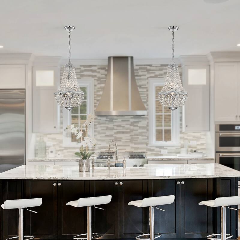 Chrome 6-Light Empire Chandelier with Crystal