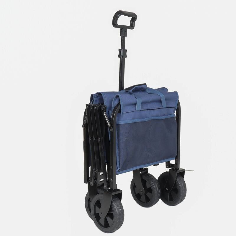 All-in-One Convertible Folding Utility Trolley with 4 Wheels, Bench Seat & Dog Leash