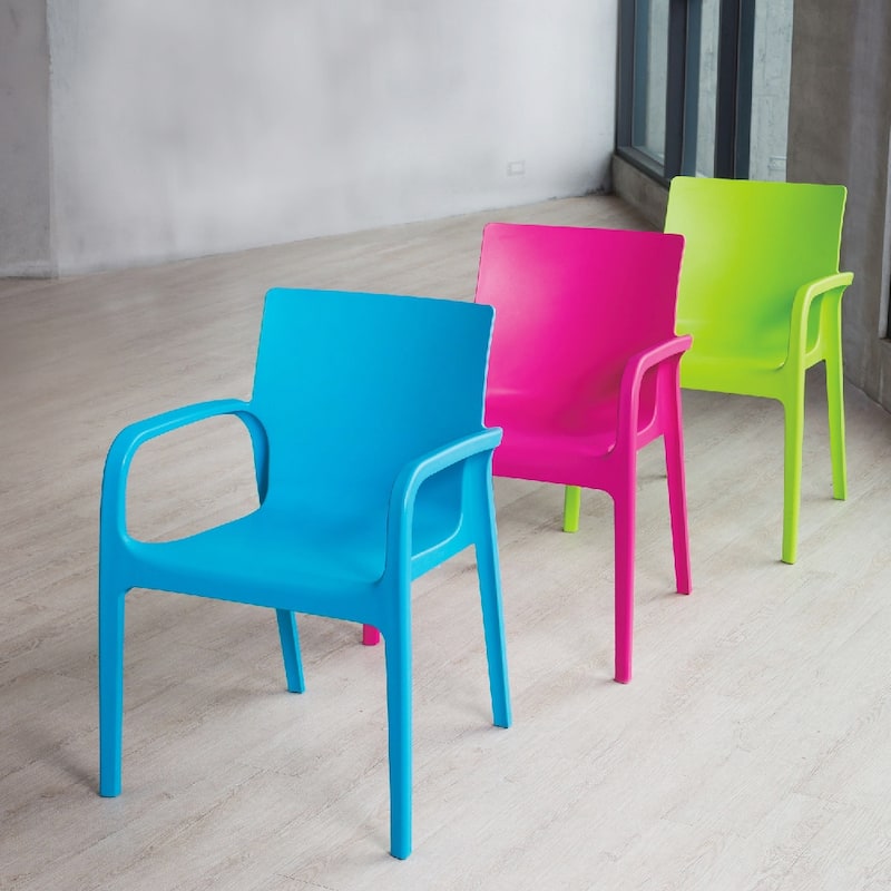 Alissa Resin Stackable All-Weather Dining Armchair, Set of 2
