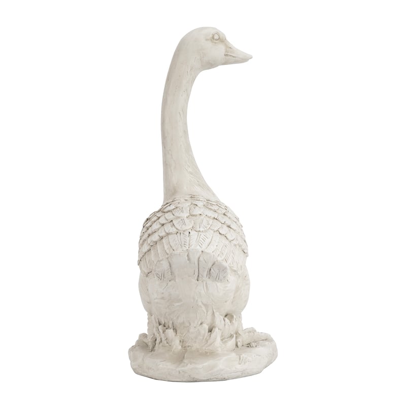 Glitzhome 20"H MGO Faux Bronze / White Goose Garden Statue