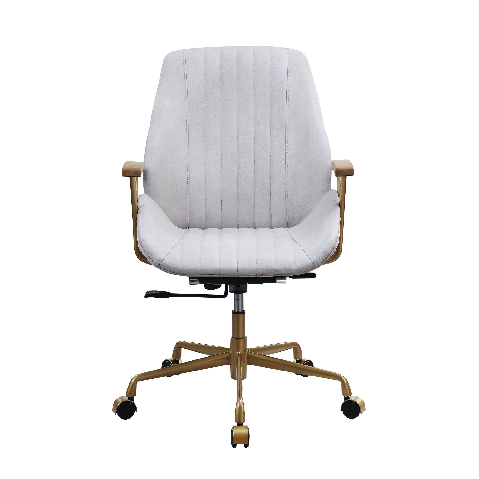 Office Chair with 5 Star Base and Armrests Vintage White and
