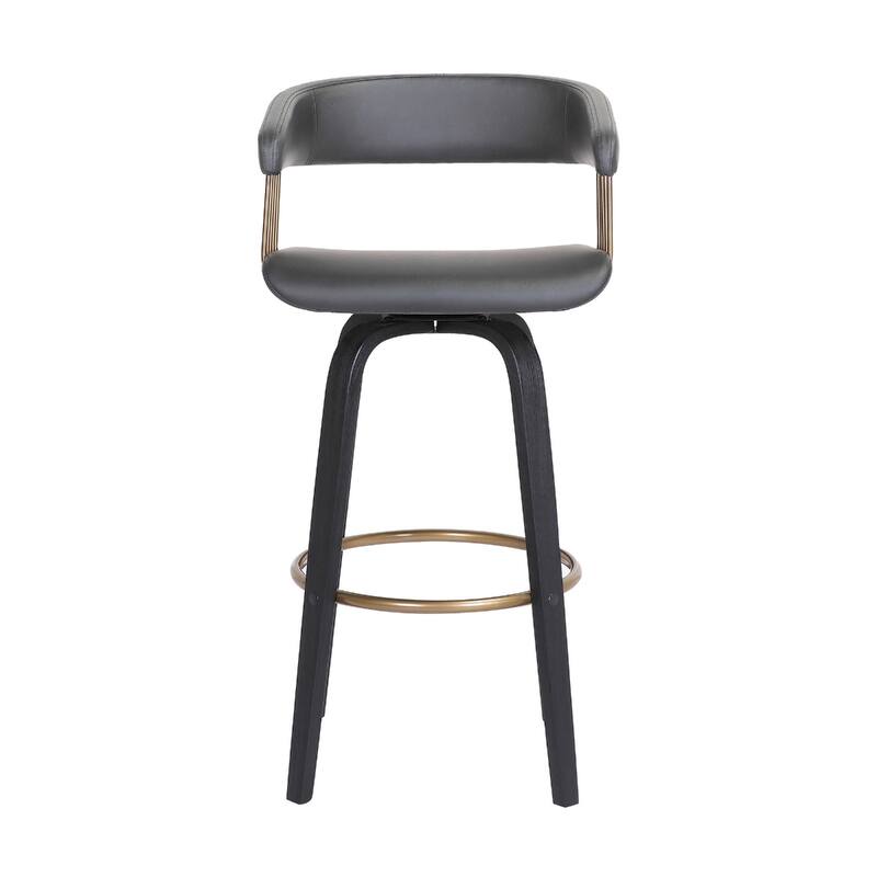 Modern Faux Leather Swivel Bar Stool with Full Back and Bucket Seat