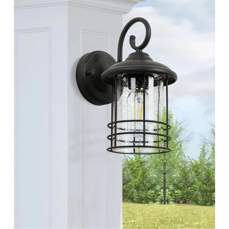 Matte Black Waterproof Outdoor Hardwired Wall Lantern Sconce