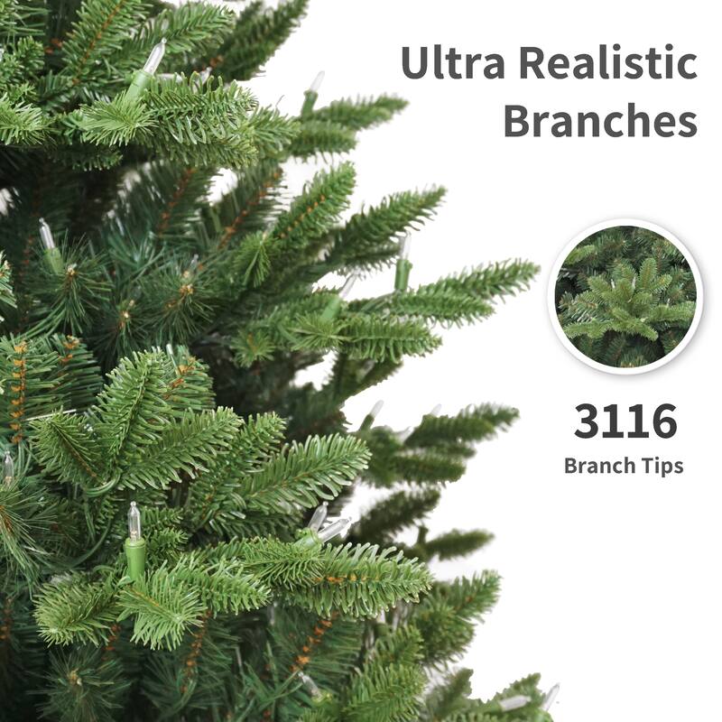 Puleo International 6.5' Pre-Lit Artificial Noble Fir Tree with 800 Dual-Color LED Lights