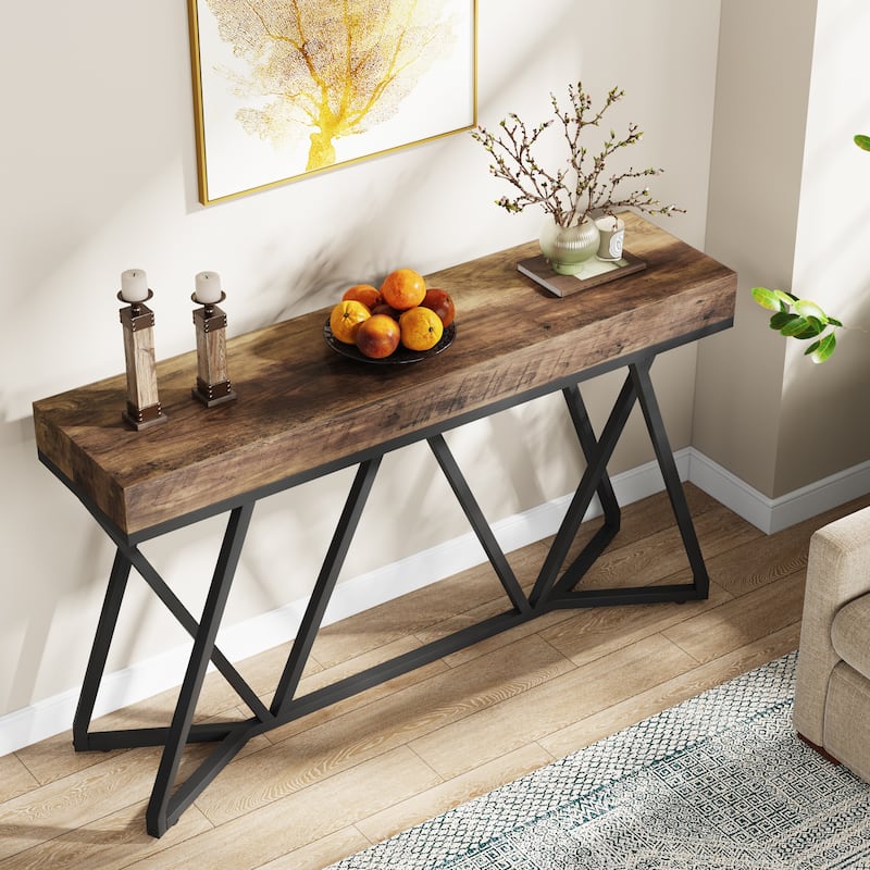 Rustic Console Table, 55 Inch Sofa Table Entryway Table
