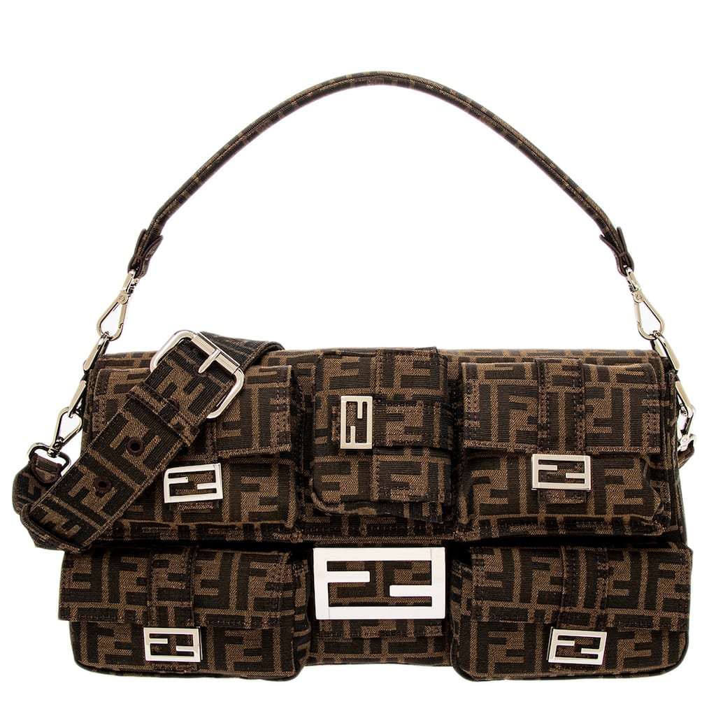 Fendi FF Jacquard Multipocket Baguette Bag