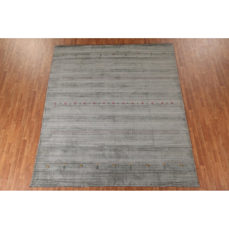 Tribal Gabbeh Area Rug Hand-Knotted Wool Carpet - 8'4"x 9'8"