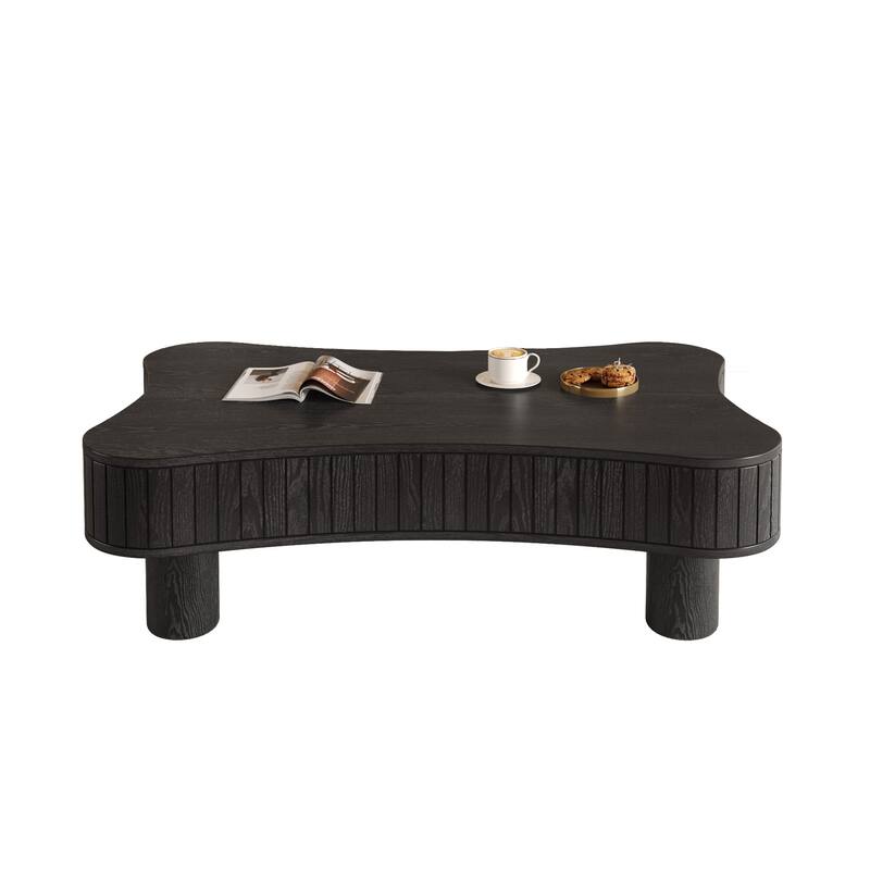 Lift Top Coffee Table 42" - Fluted Panel Hidden Storage, Silent Hydraulic Lift, Curved Safety Corners,5 Min Assembly